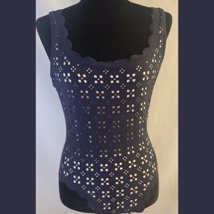 J. Crew Scalloped Neck Laser Cut Eyelet sz 10